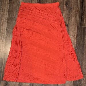 Soft Surroundings Orange Crinkle A-Line Skirt XL Boho Midi